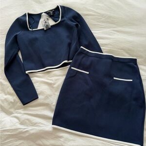 Sincerely Jules Navy and White Skirt Set
